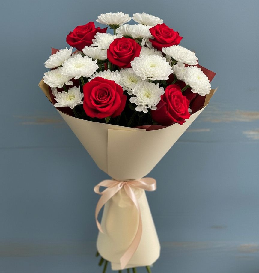 Букет цветов из: Розы и Хризантемы в Гарь-Покровское