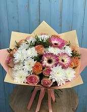 Букет цветов из:  Розы, Герберы и Хризантемы в Гарь-Покровское