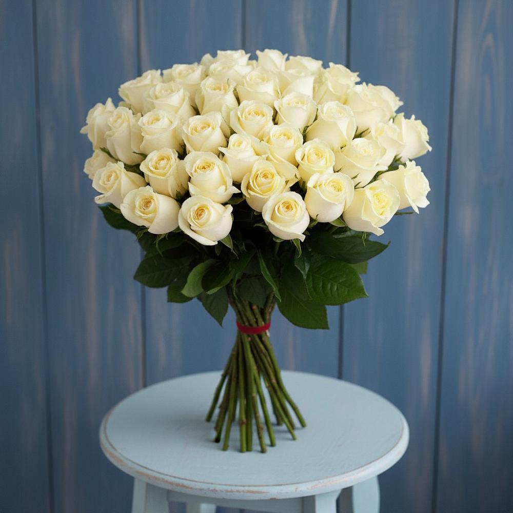 Букет 51 Белая роза Эдлесс Лав в Гарь-Покровское