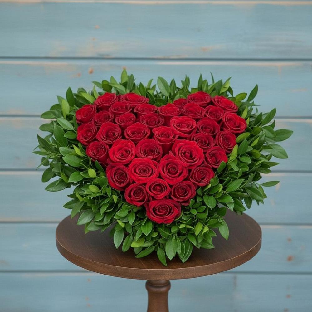 Цветочная композиция из Розы в виде сердца в Гарь-Покровское