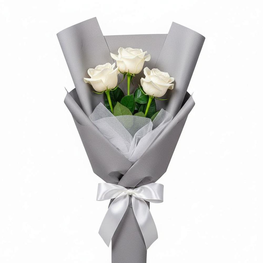 Букет 3 белые розы в Гарь-Покровское
