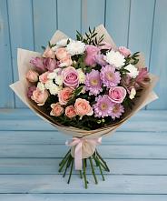 Букет цветов из:  Хризантемы, Розы и Альстромерии в Гарь-Покровское