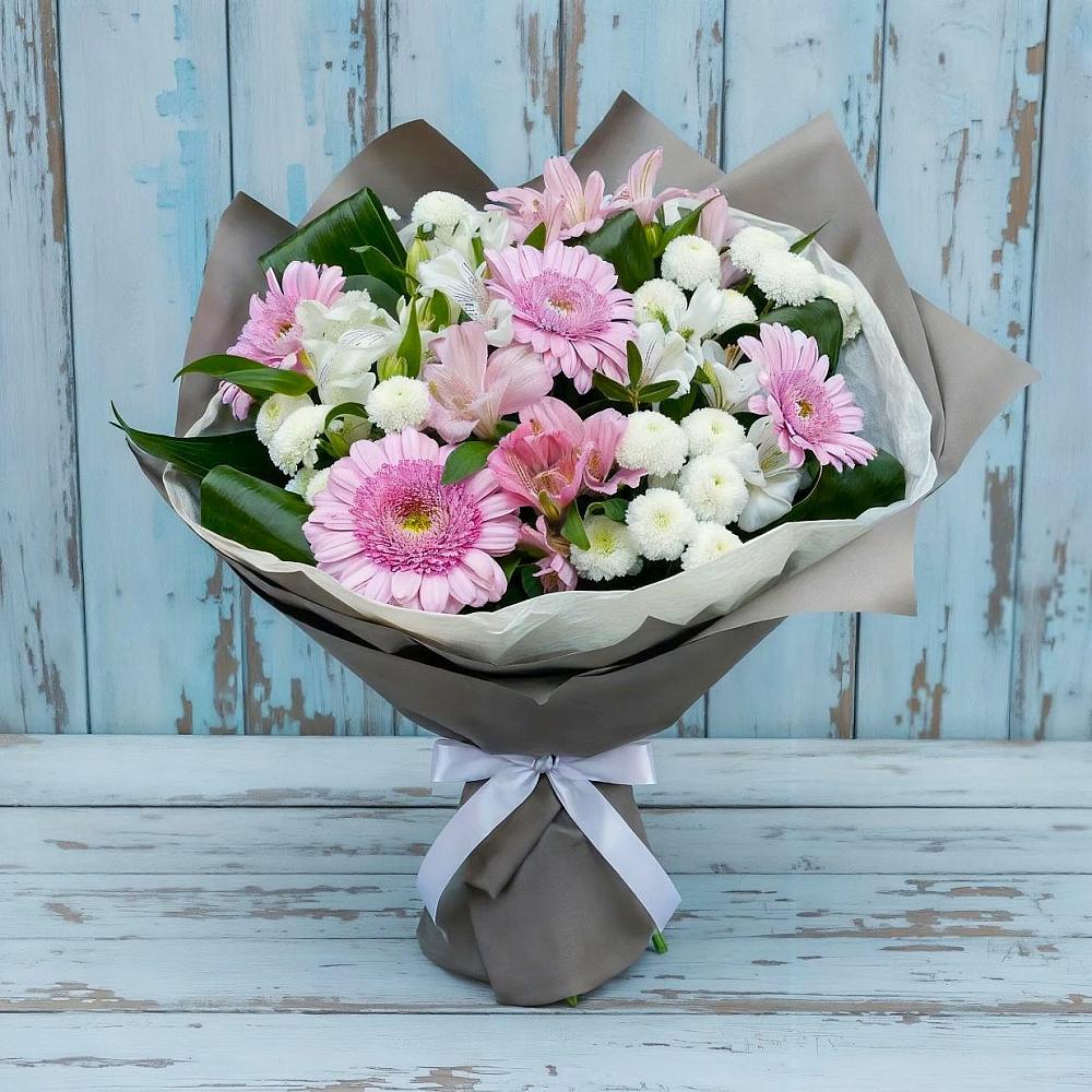 Букет цветов из: Герберы, Альстромерии и Хризантемы в Гарь-Покровское