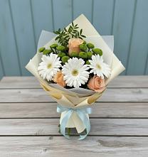 Букет цветов из:  Герберы, Розы и Хризантемы в Гарь-Покровское