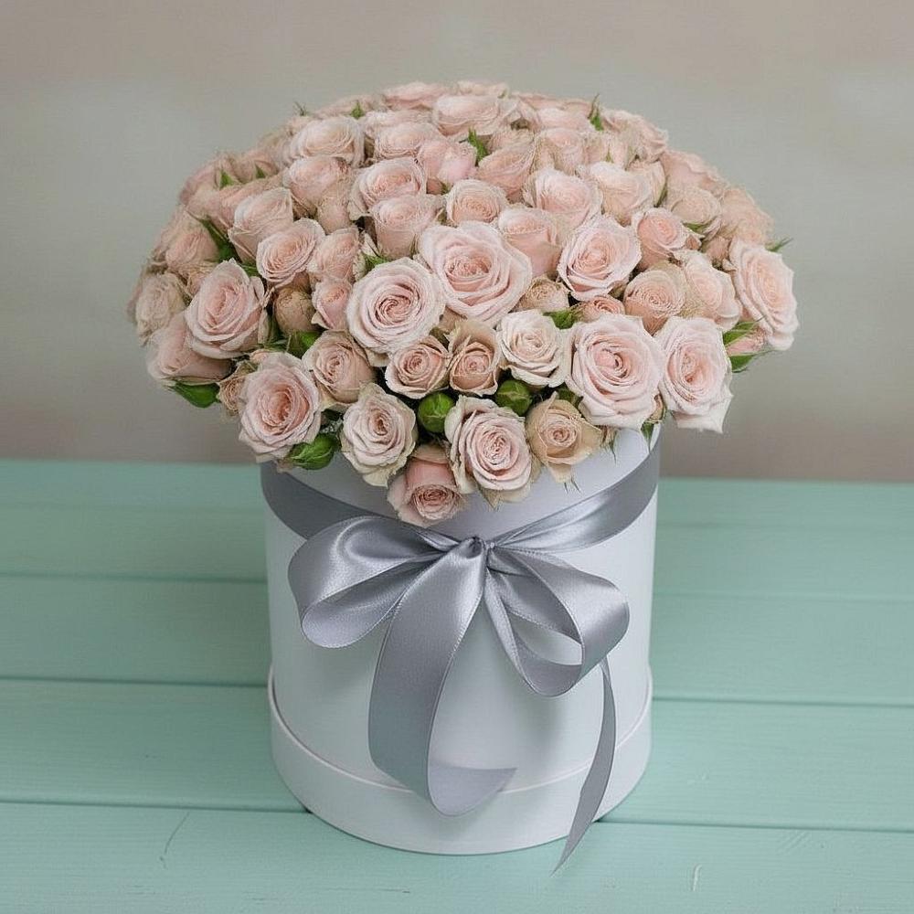 Цветочная композиция из Розы в шляпной коробке в Гарь-Покровское